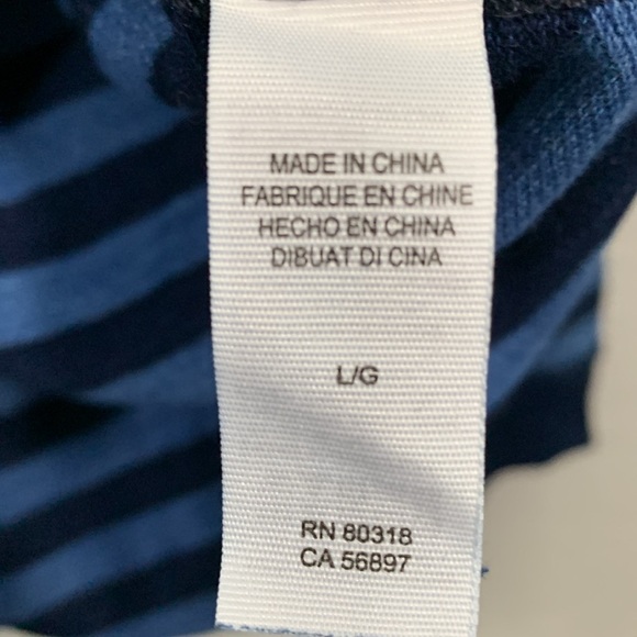 Lucky Brand True Indigo Thermal Waffle Knit Blue Stripe Pull-Over size L - Picture 3 of 5